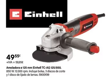 Oferta de Einhell - Amoladora O 125 Mm TC-AG 125/850 por 49,55€ en Cadena88