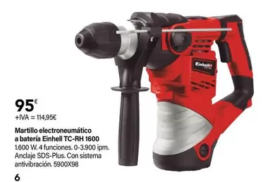 Oferta de Einhell - Martillo Electroneumático A Batería Einhell TC-RH 1600 por 95€ en Cadena88