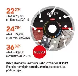 Oferta de Ratio - Disco Diamante Premium Proseries RGST11 por 22,27€ en Cadena88