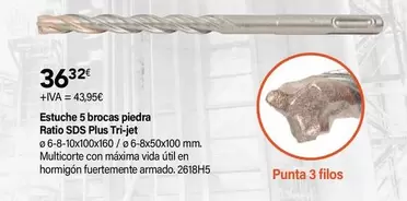 Oferta de Ratio - Estuche 5 Brocas Piedra SDS Plus Tri-Jet por 36,32€ en Cadena88