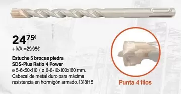 Oferta de Ratio - Estuche 5 Brocas Piedra SDS-Plus 4 Power por 24,75€ en Cadena88