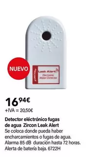 Oferta de Zircon - Detector Eléctrico Fugas De Agua Leak Alert por 16,94€ en Cadena88