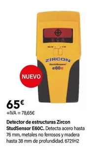 Oferta de Zircon - Detector De Estructuras Studsensor E60C por 65€ en Cadena88