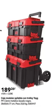 Oferta de Tayg - Caja Modular Apilable Con Trolley por 189,26€ en Cadena88