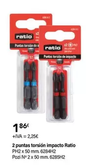 Oferta de Ratio - 2 Puntas Torsion Impacto PH2x50mm 6284H2 por 1,86€ en Cadena88