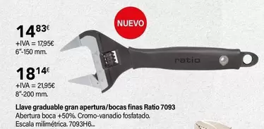 Oferta de Ratio - Llave Graduable Gran Apertura/Bocas Finas 7093 por 14,83€ en Cadena88