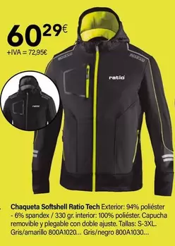 Oferta de Ratio - Chaqueta Softshell  Tech Exterior por 60,29€ en Cadena88