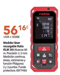 Oferta de Ratio - Medidor Láser Recargable RLM 315  por 56,16€ en Cadena88