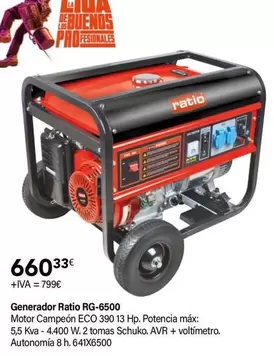 Oferta de Ratio - Generador RG-6500 por 660,33€ en Cadena88