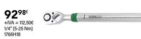 Oferta de Irega - Llave Dinamometrica 1/4" (5-25 Nm) 1766H18 por 92,98€ en Cadena88