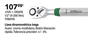 Oferta de Irega - Llave Dinamomérica 1/2"(4-200 Nm) 1766H19 por 107,98€ en Cadena88