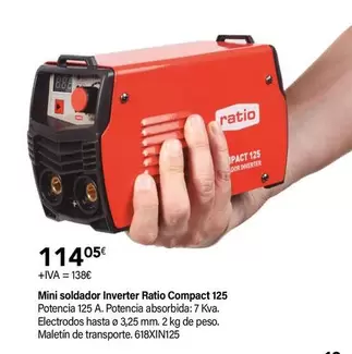 Oferta de Ratio - Mini Soldador Inverter Compact 125 por 114,05€ en Cadena88