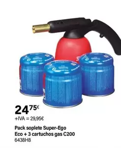 Oferta de Eco - Pack Soplete Super-Ego +3 Cartuchos Gas C200 por 24,75€ en Cadena88