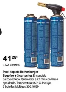 Oferta de Rothenberger - Pack Soplete Segofire + 3 Cartuchos por 41,28€ en Cadena88