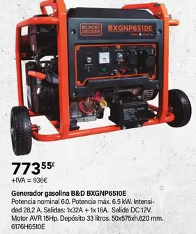 Oferta de Black & Decker - Generador Gasolina BXGNP6510E  por 773,55€ en Cadena88