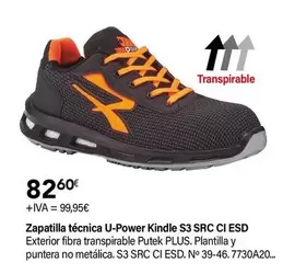 Oferta de U-Power - Zapatilla Técnica  Kindle S3 SRC CI ESD por 82,6€ en Cadena88