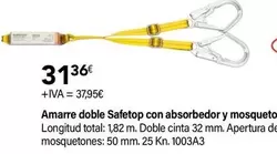 Oferta de Safetop - Amarre Doble Con Absorbedor Y Mosqueto por 31,36€ en Cadena88