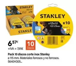 Oferta de Stanley - Pack 10 Discos Corte Inox por 6,57€ en Cadena88