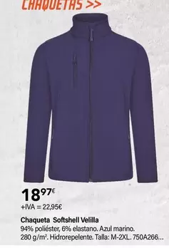 Oferta de Velilla - Chaqueta Softshell  por 18,97€ en Cadena88