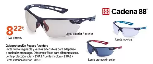 Oferta de Pegaso - Gafa Proteccion Aventura por 8,22€ en Cadena88