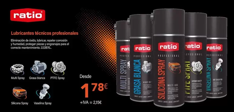 Oferta de Ratio - Lubricantes Tecnicos Profesionales por 1,78€ en Cadena88