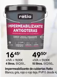 Oferta de Ratio - Impermeabilizante De Cubiertas  por 16,45€ en Cadena88