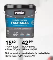 Oferta de Ratio - Pintura Plástica Revestimiento Fachadas por 15,62€ en Cadena88