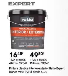 Oferta de Ratio - Pintura Plástica Interior-Exterior Expert por 49,5€ en Cadena88