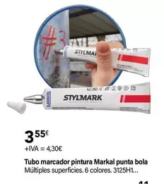 Oferta de Stylmark - Tubo Marcador Pintura Markal Punta Bola por 3,55€ en Cadena88