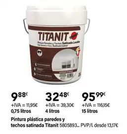 Oferta de Titanit - Pintura Plástica Paredes Y Techos Satinada por 9,88€ en Cadena88