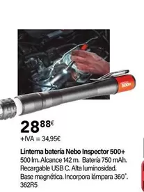 Oferta de Linterna Batería Nebo Inspector 500+ por 28,88€ en Cadena88