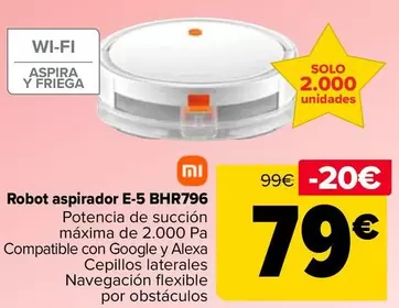 Oferta de Xiaomi - Robot Aspirador E-5 BHR796 por 79€ en Carrefour