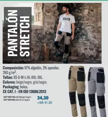 Oferta de Pantalon Streetch por 34,3€ en Coinfer