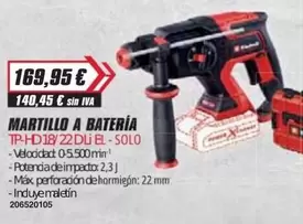 Oferta de Martillo A Bateria por 169,95€ en Coinfer