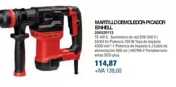 Oferta de Einhell - Martillo Demoledor-Picador  por 114,87€ en Coinfer