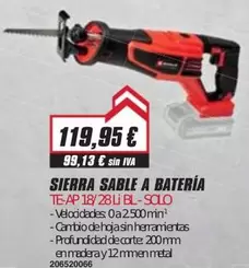 Oferta de Sierra Sable A Bateria por 119,95€ en Coinfer