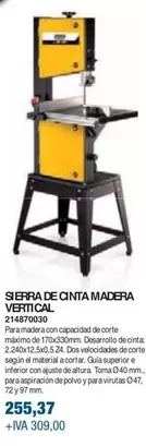 Oferta de Sierra De Cinta Madera Vertical por 255,37€ en Coinfer