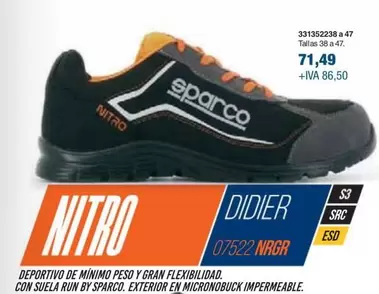 Oferta de Sparco - Nitro por 71,49€ en Coinfer