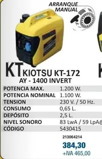 Oferta de  Ktkiotsu KT-172 AY - 1400 Invert  por 384,3€ en Coinfer