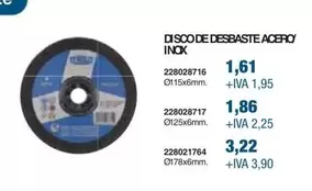 Oferta de Disco De Desbaste Acero/Inox por 1,61€ en Coinfer