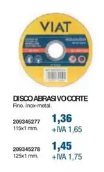 Oferta de Viat - Disco Abrasivo Corte por 1,36€ en Coinfer