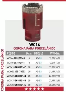 Oferta de WC14 Corona Para Porcelánico  en Coinfer