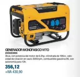 Oferta de Generador Monofasico Vito por 356,12€ en Coinfer