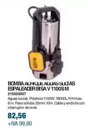 Oferta de Bomba Achique Aguas Sucias Espaleader Bisa V 1100s M por 82,56€ en Coinfer