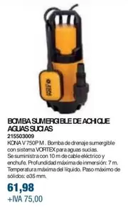 Oferta de Bomba Sumergible De Achi Que Aguas Sucias  por 61,98€ en Coinfer