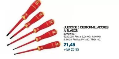 Oferta de Juego De 5 Destornilladores Aislados  por 21,49€ en Coinfer