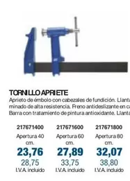 Oferta de Tornillo Apriete por 23,76€ en Coinfer