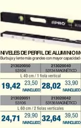 Oferta de Nveles De Perfil De Aluminio  por 19,42€ en Coinfer