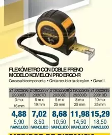 Oferta de Flexómetro Con Doble Freno Modelo Komelon Pro Ergo-r por 4,88€ en Coinfer