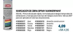 Oferta de CRC - Marcador De Cebra Spray Markepaint  por 4,09€ en Coinfer